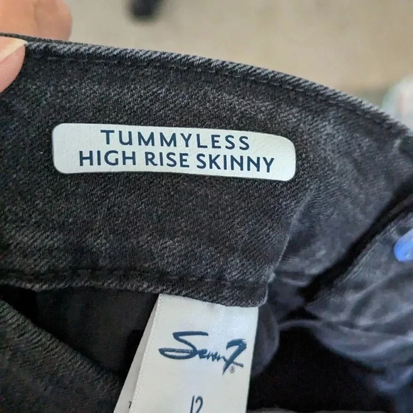 Seven Tummyless High Rise Skinny Distressed Jeans Black Stretchy - Picture 6 of 12